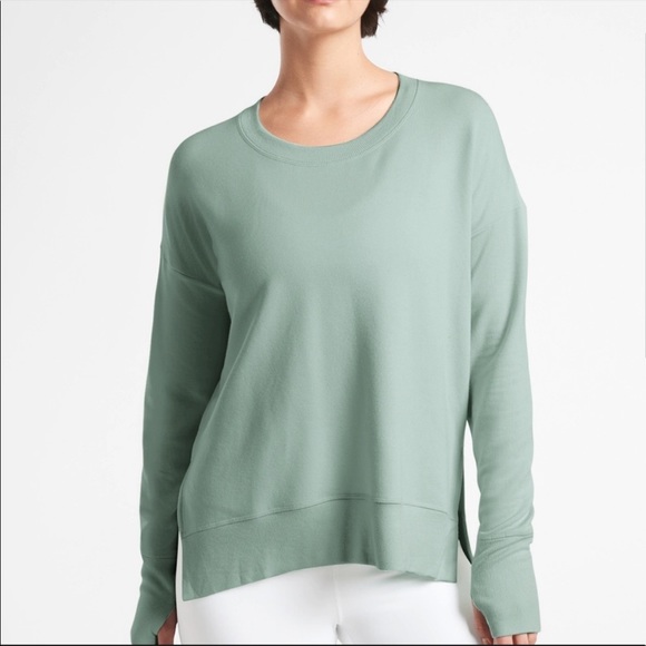 Athleta Tops - Athleta Coaster Luxe Minimalist Grey Green Pullover Sweatshirt